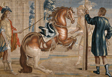 Load image into Gallery viewer, Tapestry by Michiel Wauters, around 1660. One from a series of eight tapestries which feature illustrations from William Cavendish’s Book of horsemanship.  
