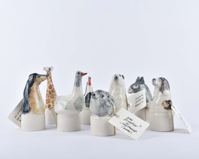 The Harley Gallery Shop Online // Jane Maddison Ceramic Winebreathers in animal designs