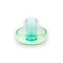 Load image into Gallery viewer, A small green and blue candlestick made by Block Design
