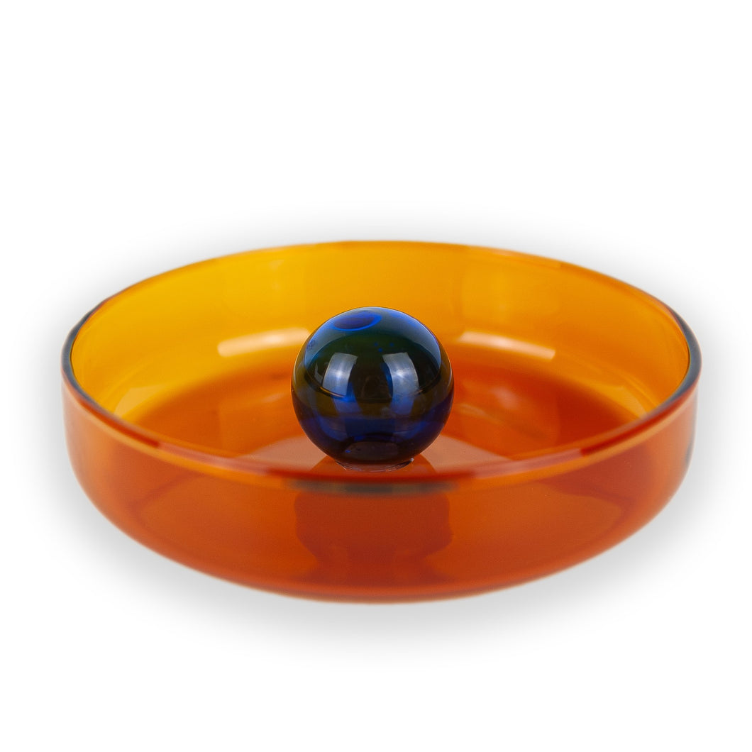 Block Design - Orange and Blue Glass Bubble Dish