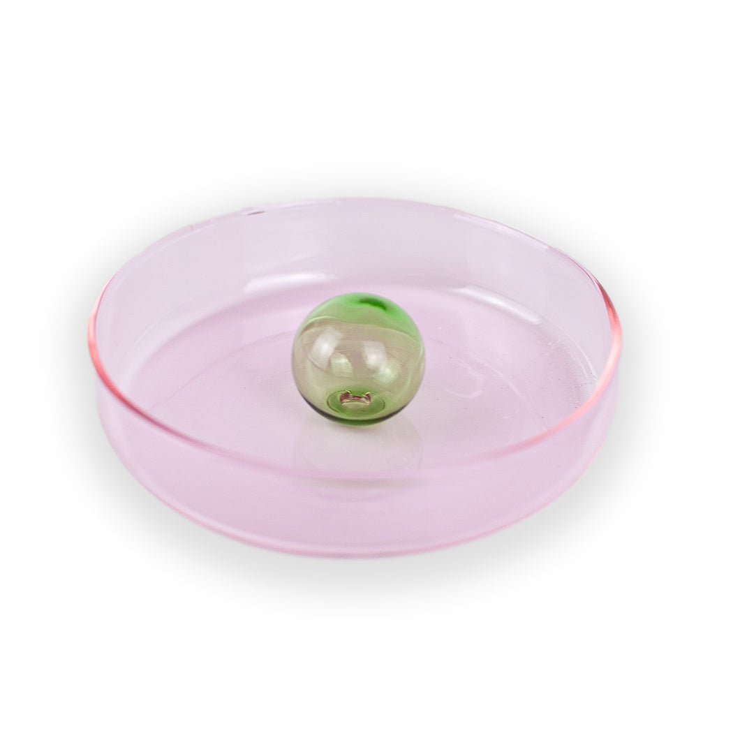 Block Design - Pink and Green Glass Bubble Dish