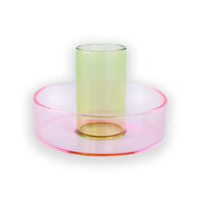 Load image into Gallery viewer, Block Design - Pink and Green Glass Candle Holder
