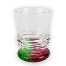 Load image into Gallery viewer, Green and Pink glass tumbler handmade  by the artist Bob Crooks. 
