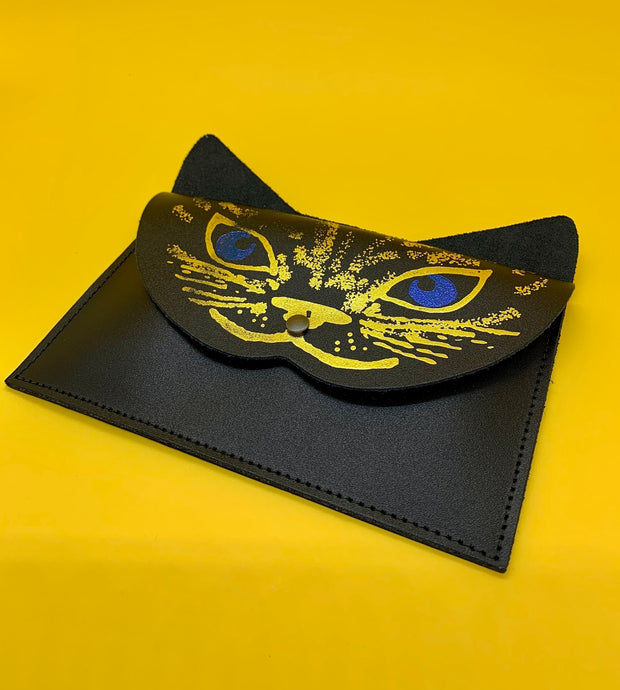 The Harley Online Gallery Shop // Black cat leather purse with ears
