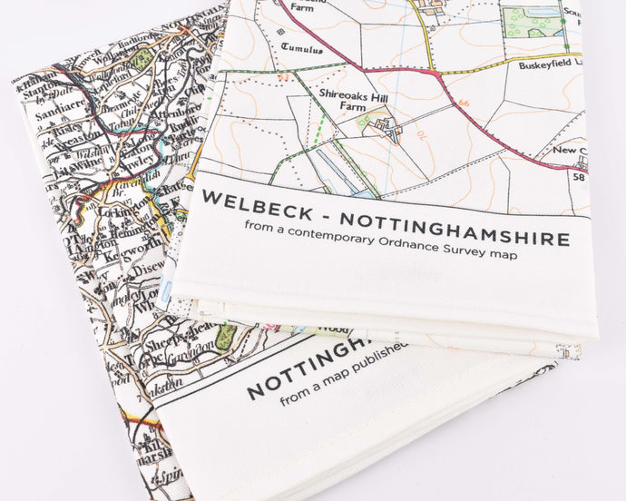 The Harley Gallery Shop // Nottinghamshire Map Tea Towels