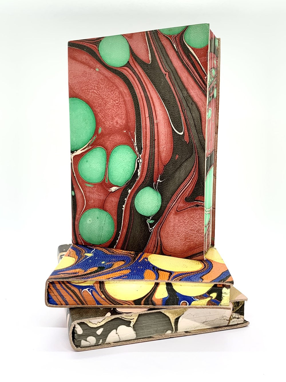 The Harley Online Gallery Shop // Red, green and black marbled leather book by RE-foundobjects